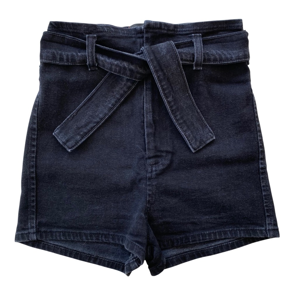 BDG Pin-Up Denim Shorts Women 28 Black Tie Waist Retro High Rise